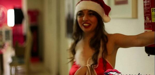  Santa Claus assistant hot teen busty hard sex with delivery man (Merry Christmas)